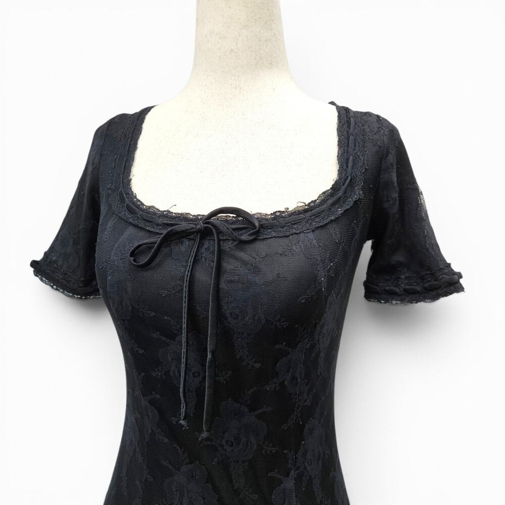 Y2k Betsey Johnson Milkmaid Lace Dress Midi - Size Small - Picture 5 of 7